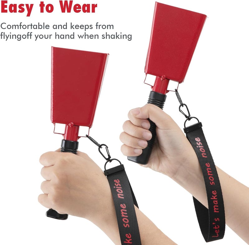 CHMI Cow Bells with Wrist Strap - Cowbell with Handle 2pcs, Customizable Cowbells for Sporting Events, for Football Games,Chimes, Percussion, Musical Instruments, Call Bell, Farm Ranch (red) - Image 4